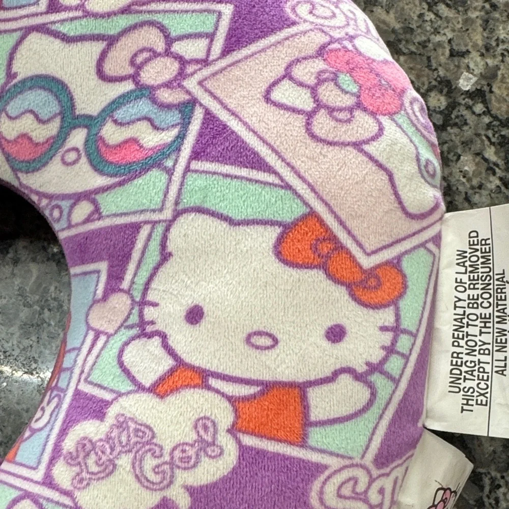 Hello Kitty Purple and Pink Plush Travel Neck Pillow EUC